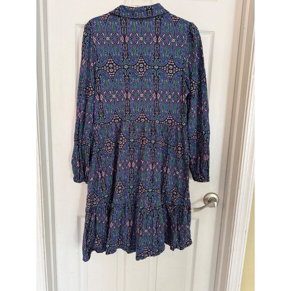 Boden Paisley Pattern Long Sleeve Mini Shirt Dress Size 12 Regular - Picture 8 of 9